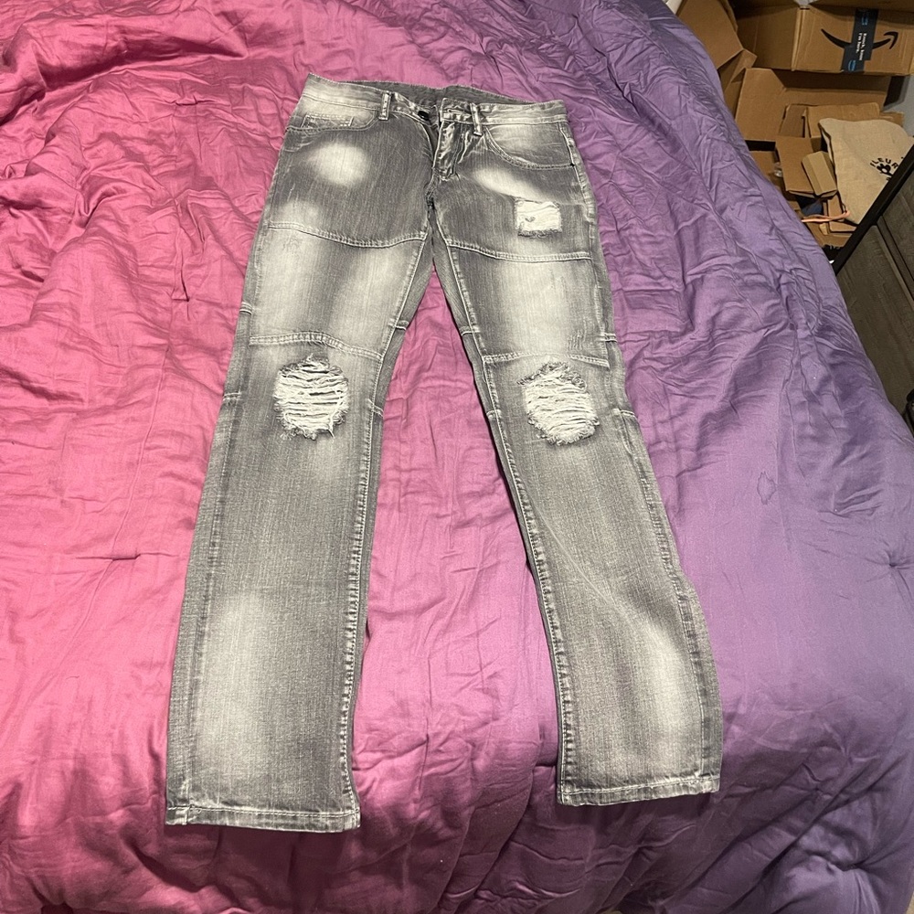 Grey Acid Washed Jeans